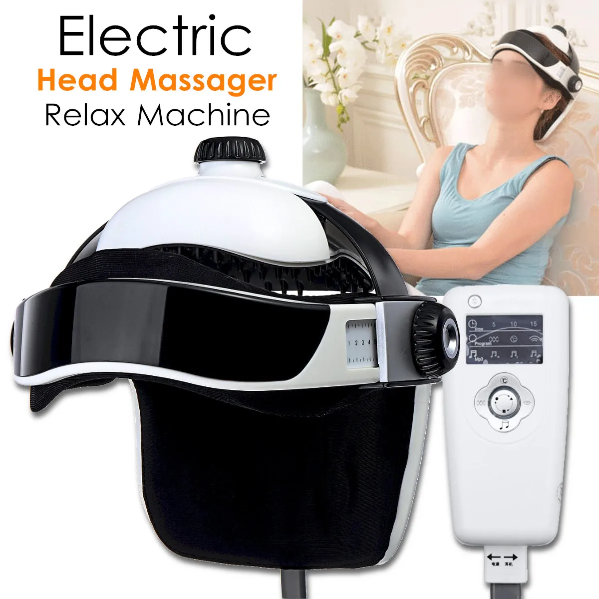 

8W 6V Electric Head Massage Machine Air Pressure Vibration Music Relaxation Helmet Acupuncture Points Physiotherapy Massager