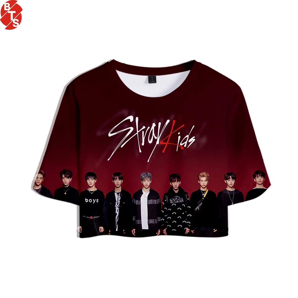

Stray Kids 3D Printed Women Crop Tops Kpop Fashion Summer Short Sleeve T-shirts 2019 Hot Sale Casual Girls Sexy Tee Shirts