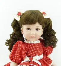 22 inch 55cm Silicone baby reborn dolls Children’s toys red dot princess skirt girl with curly hair