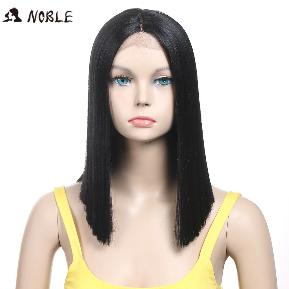 

Noble African American Synthetic Wig 14" Short Ombre Black Middle Part 6 Colors Straight Lace Front Synthetic Wigs For Women