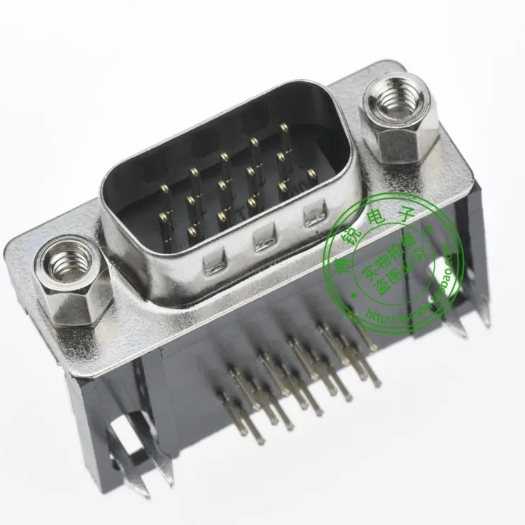 

High quality environmental gilded 1U DB DSUB connector 15PIN 90 Clubfoot male end DR VGA socket