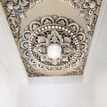 

3D Wallpaper European Style Silver Jewelry Flower Ceiling Mural Photo Wall Paper Living Room Hotel Luxury Decor Papel De Parede