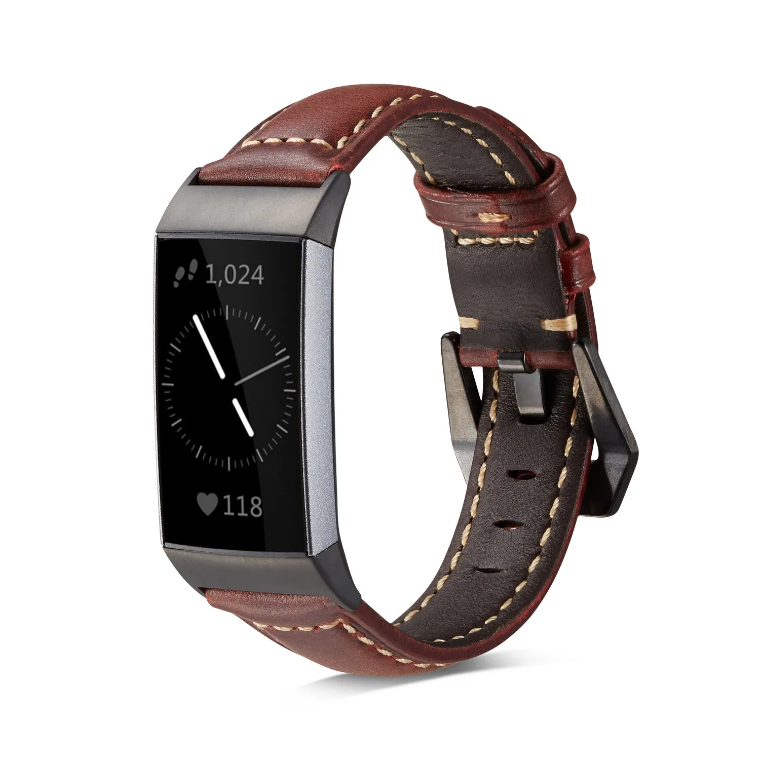 Red Brown Матовая кожаная Ретро ремешок для часов Fitbit Charge 3 и Charge 3 SE из натуральной кожи ремешок женский мужской браслет - Цвет ремешка: Red Brown