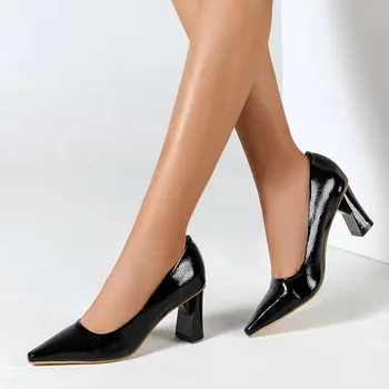 

2019 spring new professional high heels atmospheric solid color pointed big size fashion women's shoes women's dress shoes.