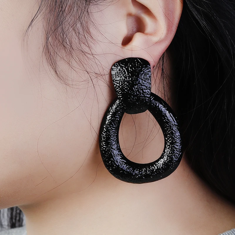 

Flashbuy Water Droplet Alloy Gold Drop Earrings For Women Geometric Statement Pendientes Hanging Silver Black Earring