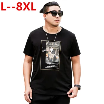 

Plus size 8XL 6XL 5XL 4X New short sleeve T shirt men brand clothing fashion printed white T-shirt male quality 100% cotton Tees