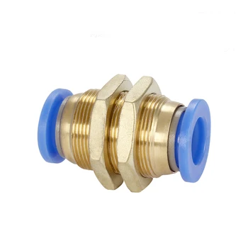 

Blue Cap Press-Fit 4/6/8/10/12mm OD Tube Pneumatic Bulkhead Brass Push In Connector Quick Release Air Fitting