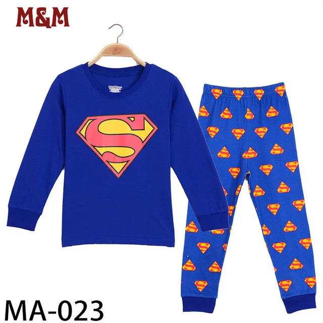 Детские пижамные комплекты из хлопка Пижама для малышей с рисунком Супермена, Человека-паука, котенка Пижама для мальчика с супергероями, детская одежда - Цвет: Черный