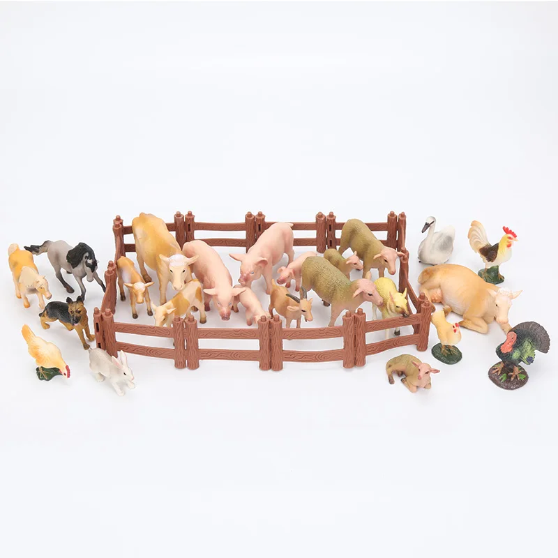 

18cm Cartoon Animals Pasture Farm World cow pig chicken duck sheep horse rabbit Models doll toys christmas gift