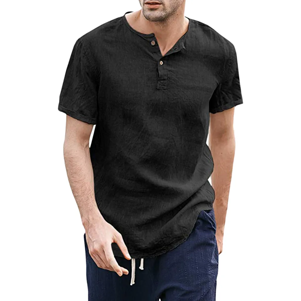 

Mens shirt Solid Basic Button Casual shirts Summer Men's Cool Thin Breathable Solid Color Button Cotton Shirt Short Sleeve M-3XL