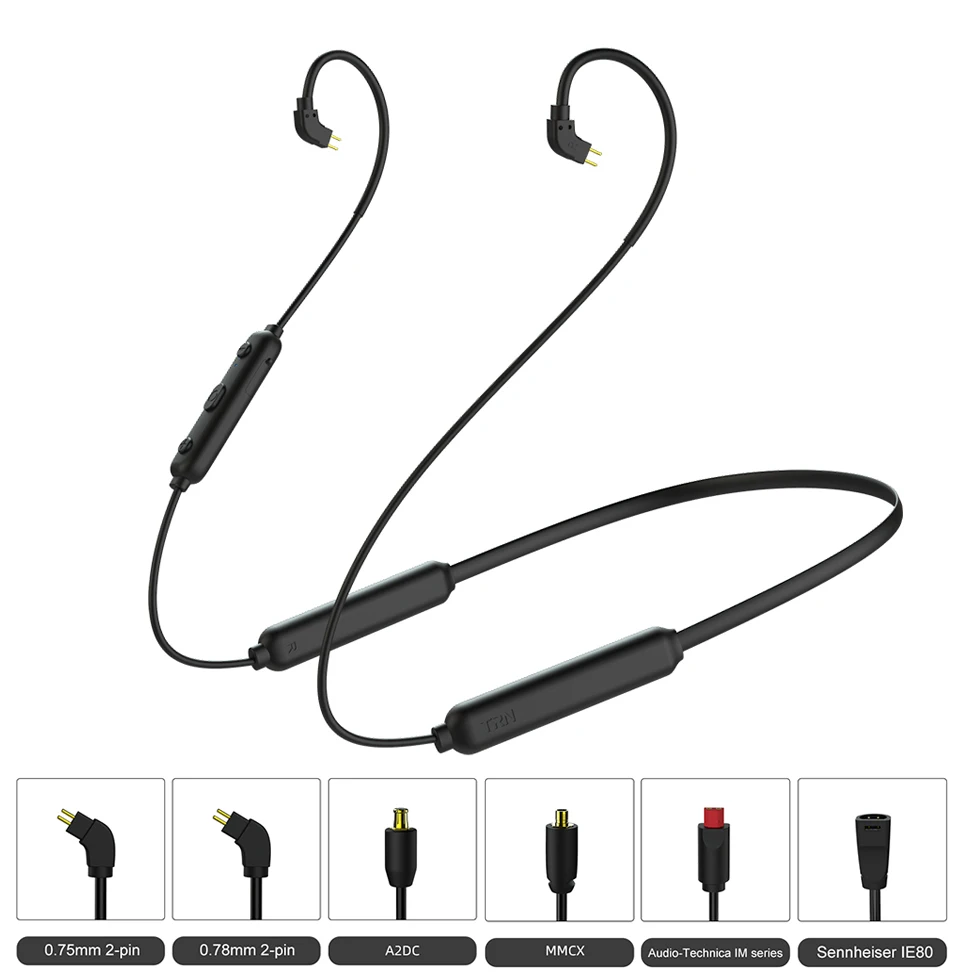TRN bt3s Беспроводная bluetooth гарнитура кабель HIFI наушники 0 75 мм/0 78 мм/MMCX/2PIN/IE80/A2DC/IM для