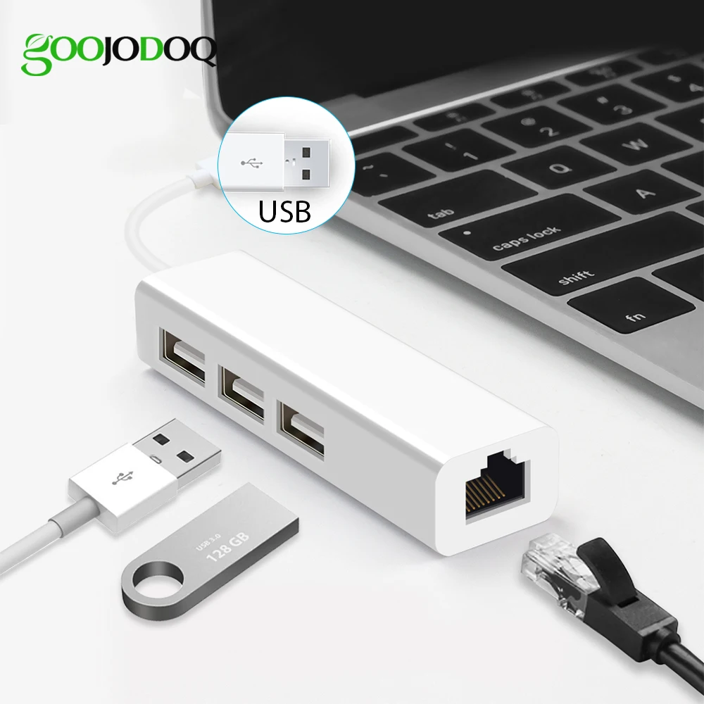 USB Ethernet rj45 3 Порты USB 2,0 концентратор 10/100 Мбит/с сетевой адаптер сетевой карты для Mac iOS Android портативных ПК RTL8152 USB HUB