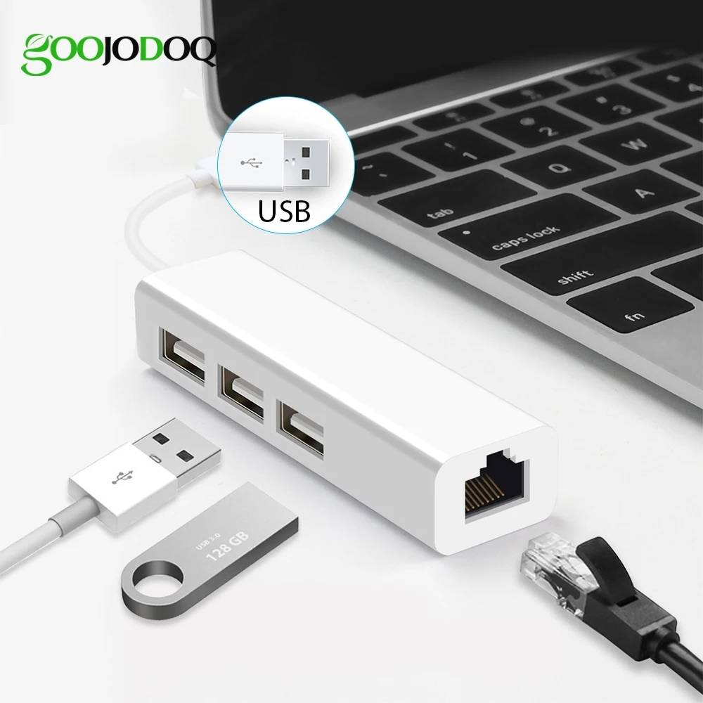 USB Ethernet rj45 3 Порты 2 0 концентратор 10/100 Мбит сетевой адаптер карты для Mac iOS Android