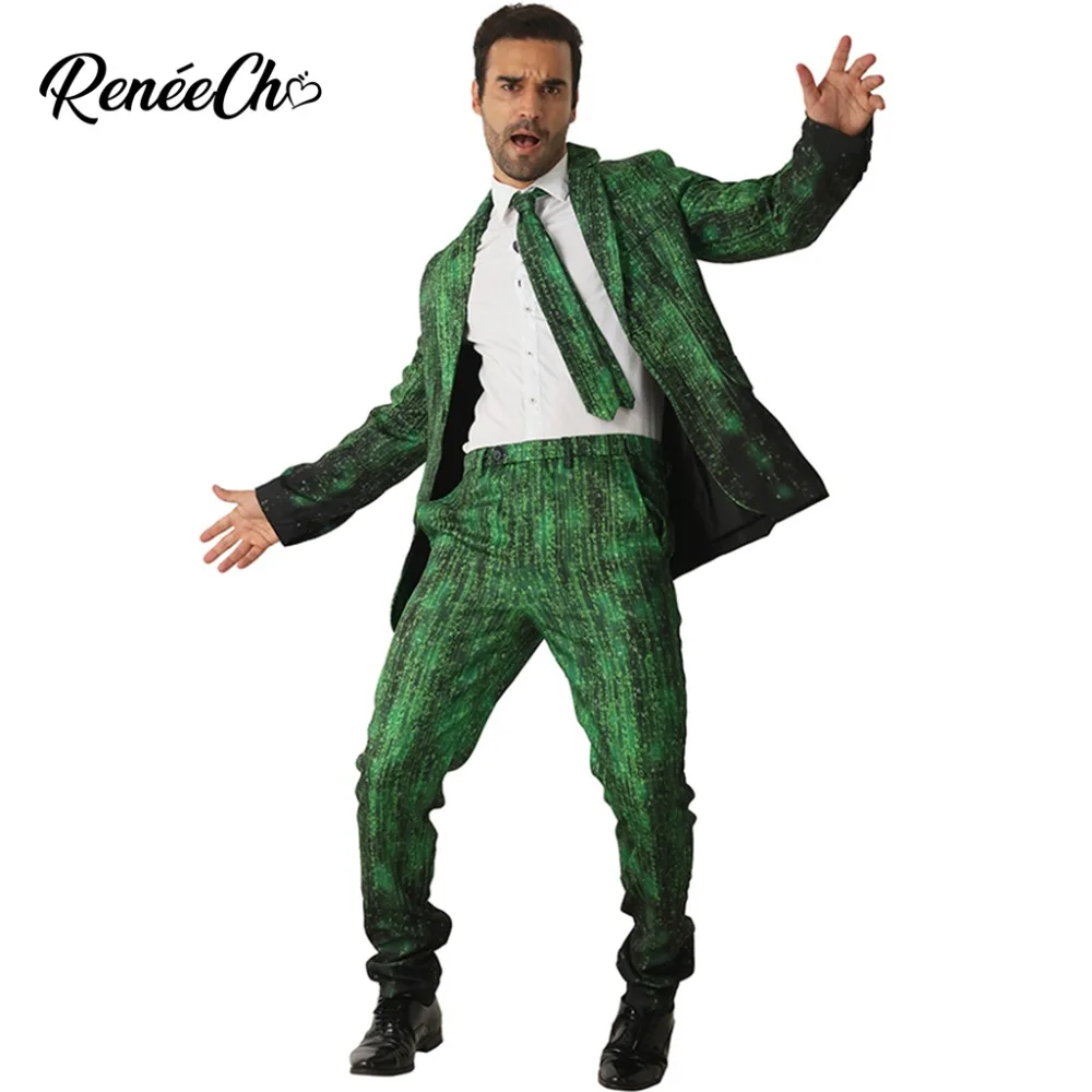 

Crazy Suit Halloween Costume For Adult Men`s Date Flow Suit Costume Men Costume Computer Generation Cosplay For Christmas Party