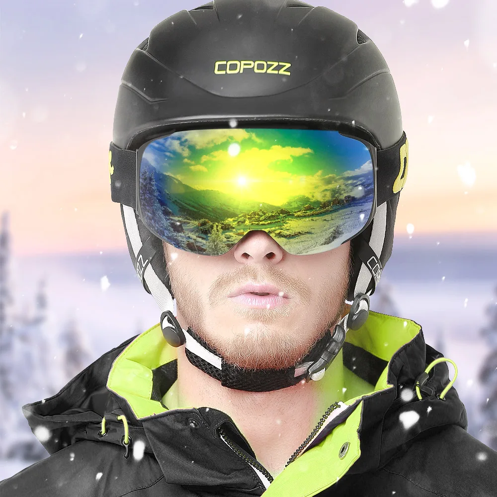 Copozz المغناطيسية نظارات تزلج مع للتبادل عدسة مكافحة الضباب الأصفر و uv400 حماية نظارات الجليد للكبار الرجال النساء