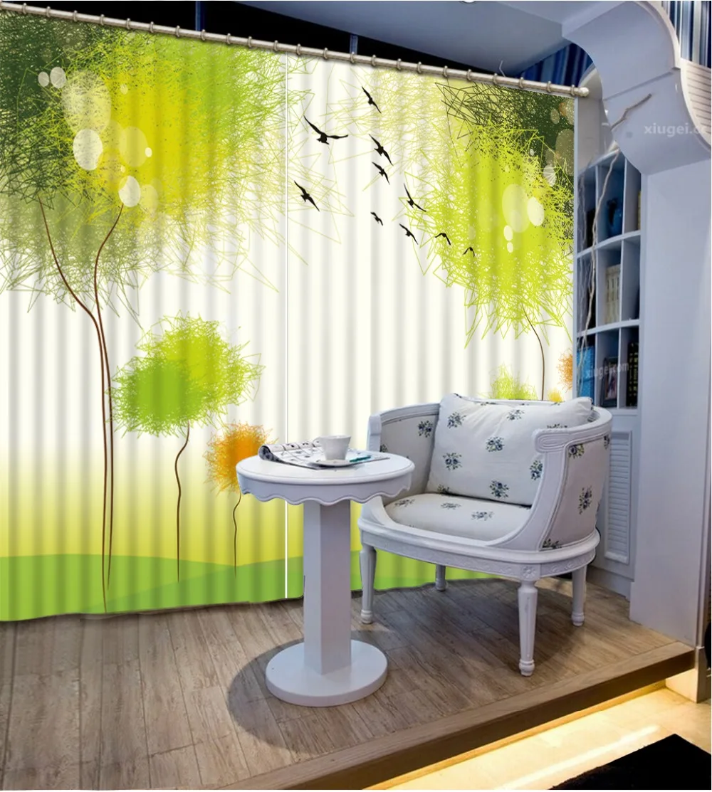 

Fashion 3d curtains green scenery Curtain window room Home Decoration Curtains for bedroom