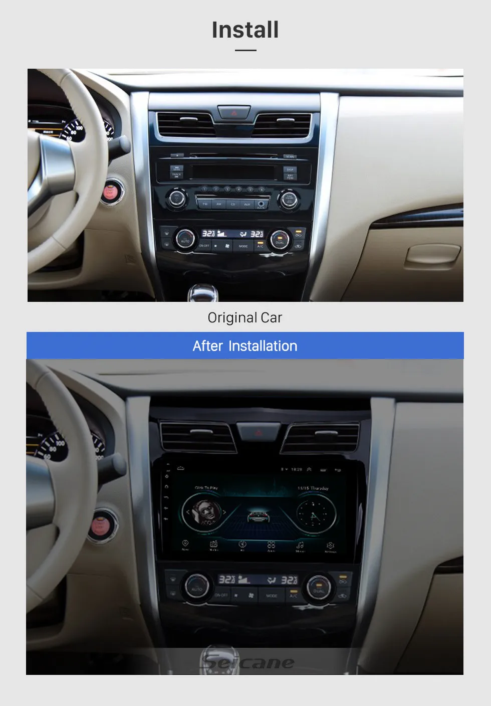 Top Seicane GPS Car Radio Multimedia Player For 2013 2014-2017 Nissan TEANA Android 8.1 2Din 9" Wifi Bluetooth Quad Core Head Unit 2