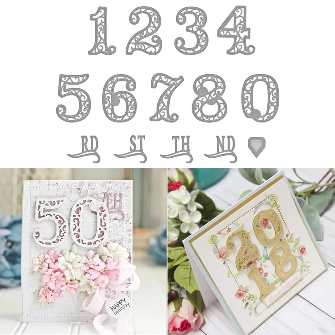 

Hollow Numbers Metal Cutting Dies Stencils Crafts DIY Scrapbooking Album Decorative Embossing Paper Greeting Cards Template Die