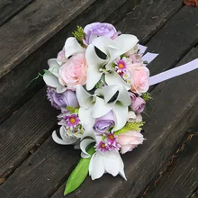 Букет де Марие Блан Роза белые свадебные букеты водопад искусственные цветы для свадьбы свадебные букеты Roze BrideDrop в форме