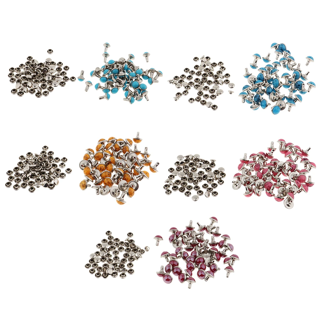50 Sets Round Turquoise Rapid Rivets Stud for DIY Leather Craft Decoration