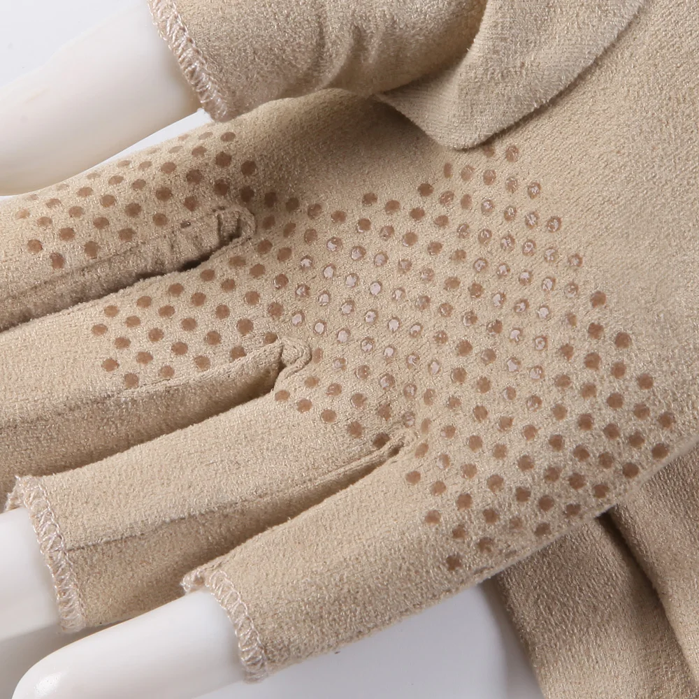 Замшевые летние перчатки мужские и женские тонкие полупальчиковые перчатки унисекс противоскользящие дышащие впитывающие пот варежки для вождения SZ007W-9