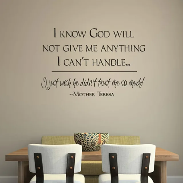 I Know God Dining Hall English Text Quote Wall Sticker Removable DIY
