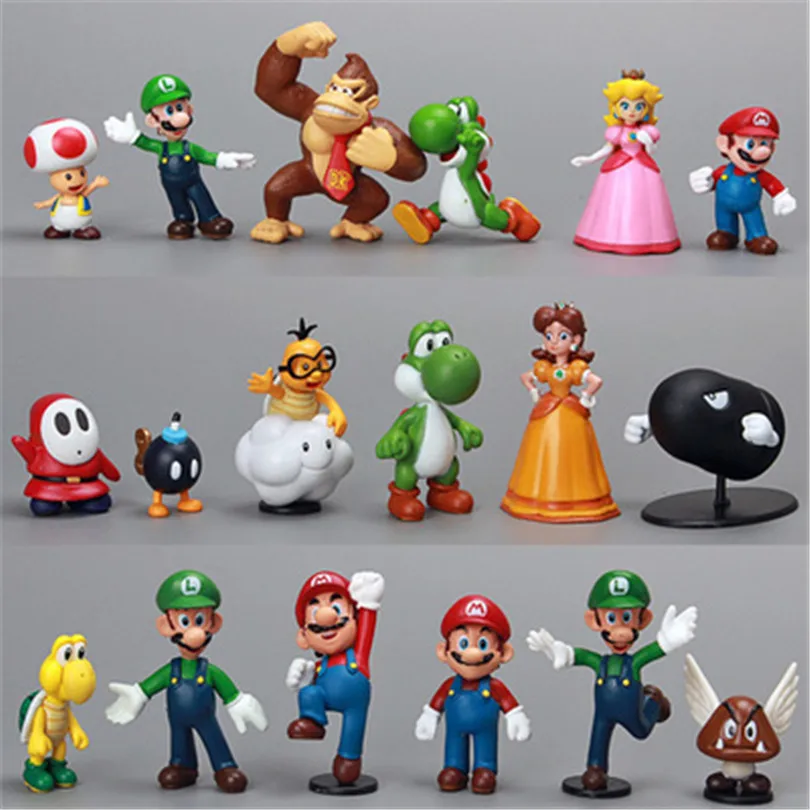 18pcs/Set Super Mario Bros 1 2.5" Action figures Toys