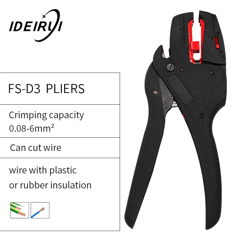 

FS-D3 Wire Stripper and Cutter Automatic Insulation Wire Stripping Tool Electrician Stripping Pliers Multi-purpose Universal