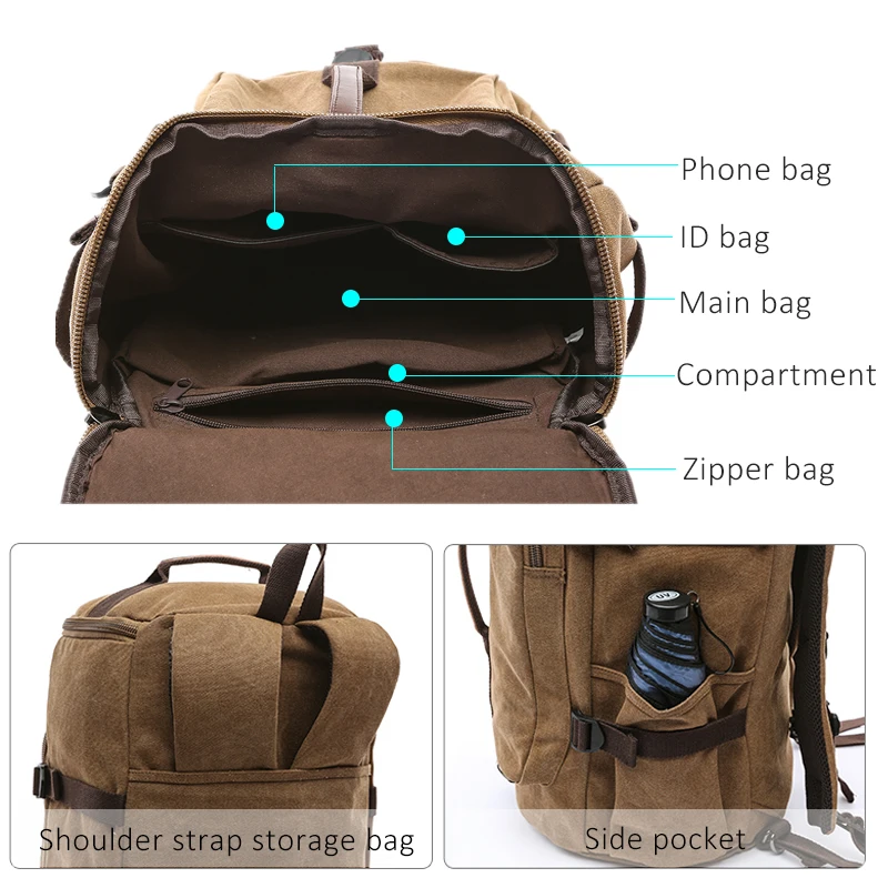 Scione мужские рюкзаки большой емкости цилиндрические холщовые багажные сумки через плечо для путешествий водонепроницаемый однотонный кожаный повседневный чехол