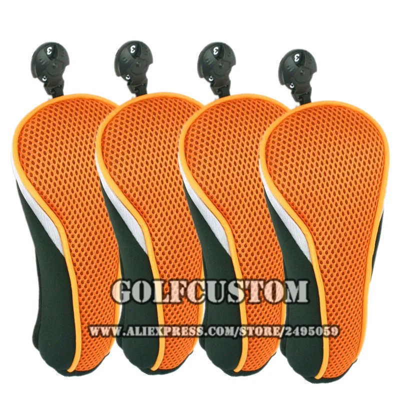 4pcs/set orange golf Headcovers whit Interchangeable No. Tag 3 4 5 7 X