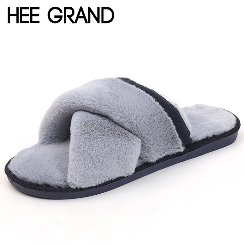 HEE GRAND/2019 тапочки с искусственным мехом повседневная обувь на плоской подошве