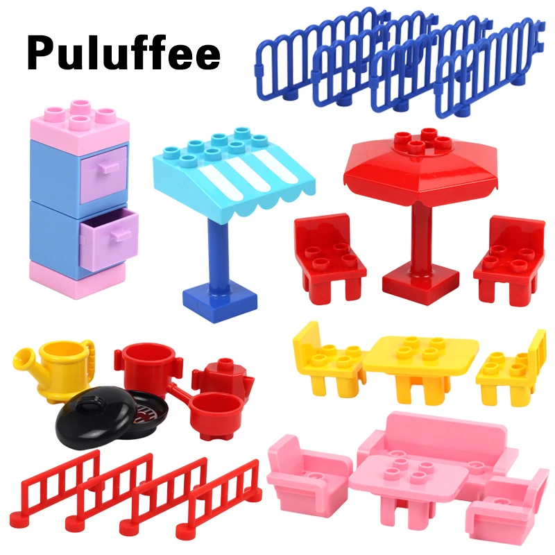 

Building Blocks Awning Fence Chair Table Accessory Toys Compatible Duplo Bathroom Bed Mirror Cabinet Kitchenware Brick Parts Toy