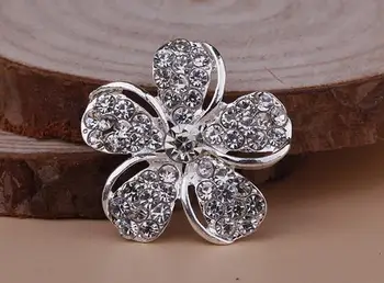 

50pcs alloy five petals button 25MM metal rhinestone buttons with pearl for flower cluster hair flower wedding embellishment