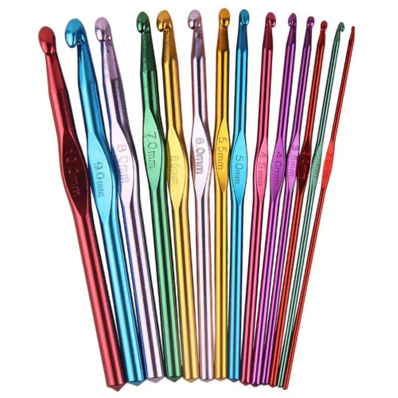 Download Aliexpress.com : Buy 14Pcs Colorfol Aluminum Crochet Hooks Template Kit Knitting Needles For ...
