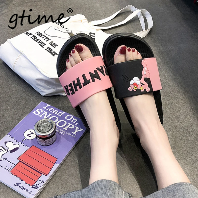 

Gtime Dropshipping Women Cartoon Badslippers Winter Indoor Slippers Beach Flip Flops Bathroom Home Slippers SCYR046