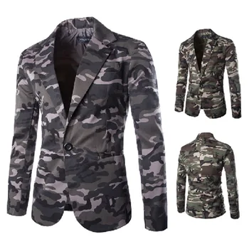 

New Camouflage Colors Famous Brand Casual Suit Men Business Blazer Jacket Men's Fashion Single Button Blazers
