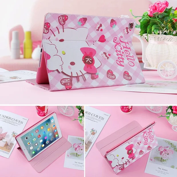 Роскошный ультра тонкий чехол-подставка hello kitty для ipad 2 3 4 air1 2, чехол с функцией автоматического сна и пробуждения, чехол для mini12345 для нового ipad 9,7