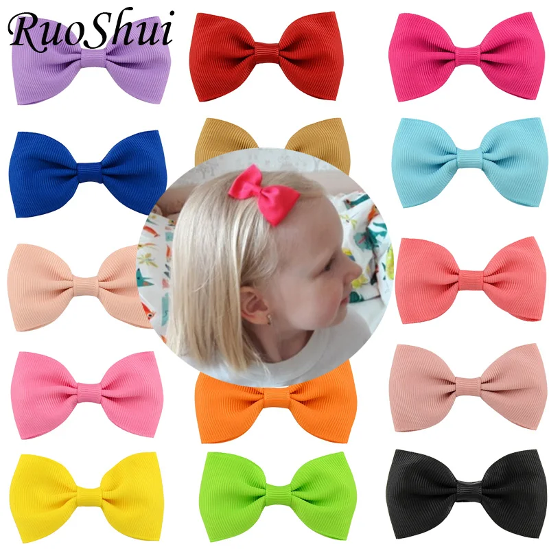 

2.75 Inch Solid Color Bow Hair Clips Korean Cute Small Sweet Ribbow Girls Kids Hair Bows Hairpin Baby Hair Accessories 20 Colors