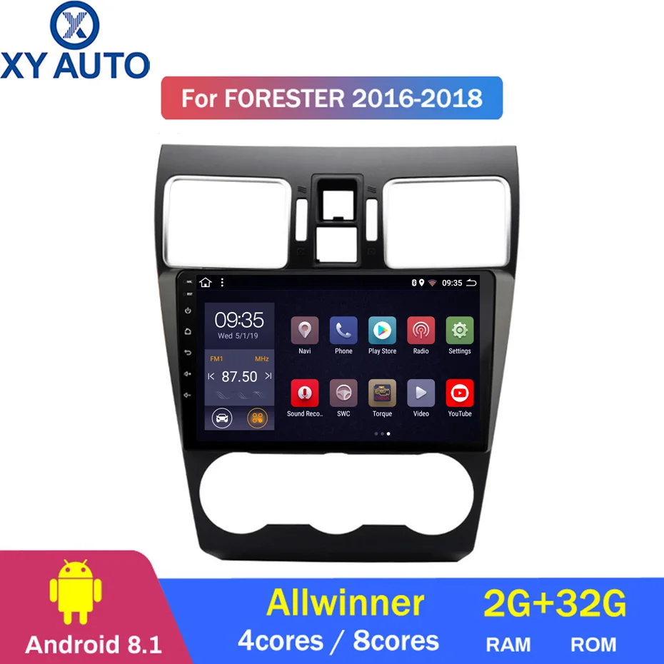 Top 9 inch 2.5D IPS HD multi-touch screen Android8.1 2G RAM 32G ROM NAVI For Subaru Forester XV WRX 2012-2018 with BT SWC USB WIFI 0