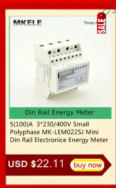 10(100) 230 В мини din-рейка электрический AC энергии цифровой Ватт метр MK-LEM012SJ