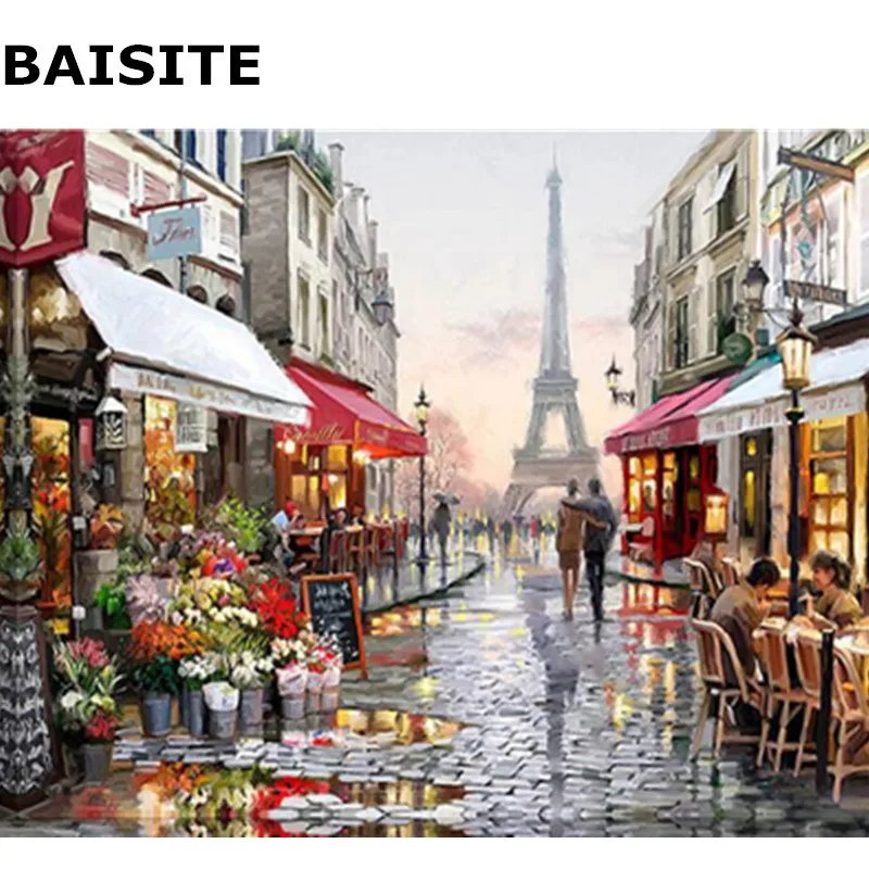 

BAISITE Frameless Picture DIY Oil Painting By Numbers Abstract Landscape Picture Canvas Painting For Living Room Wall Decor H355