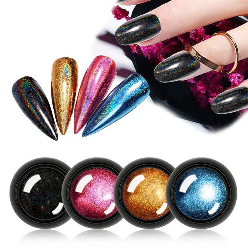 

1 Box Laser Holographic Pearl Powde Glitter Unicorn Chrome Pigment Dust Rainbow Nail Mirror Powder Nail Glitter