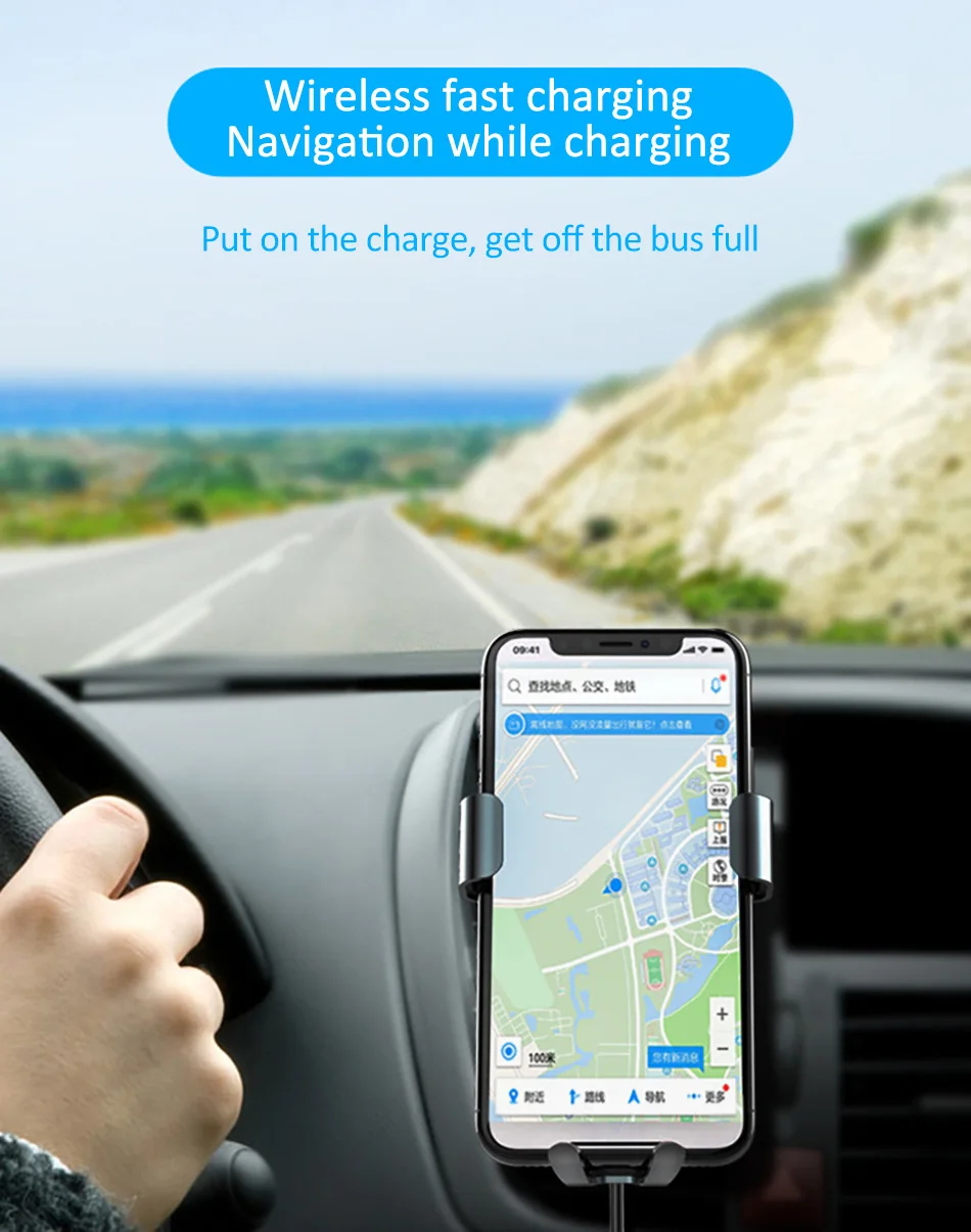 !ACCEZZ 2 in 1 Fast Car Wireless Charger Auto Phone Holder Stand For iPhone X 8 Samsung Galaxy S7 S8 S9 Plus Mount Vent Support (5)