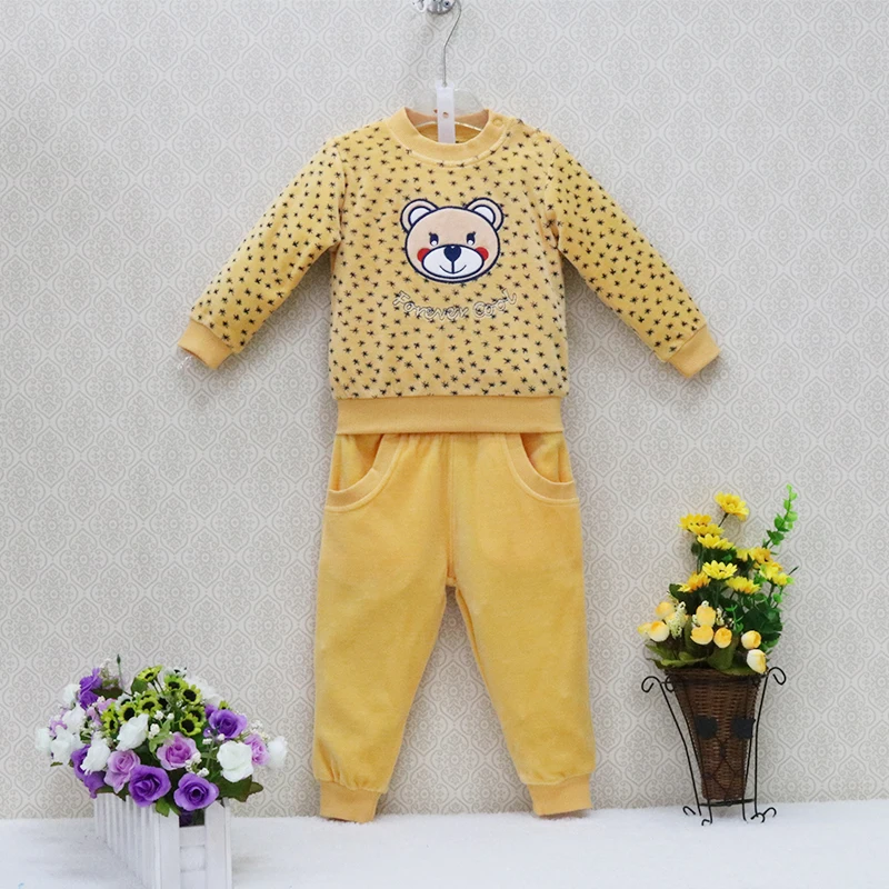 Little Q Velour Sports Children's Clothes set Baby Causal Long Sleeve Blouse+Long Pants 2pcs/set Clothing sets Kids Sleepwear | Детская