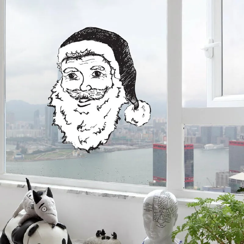 

PVC DIY Window Display Wall Stickers Santa Claus Living Room Decoration TV Sofa Background Home Decor Mural Decal