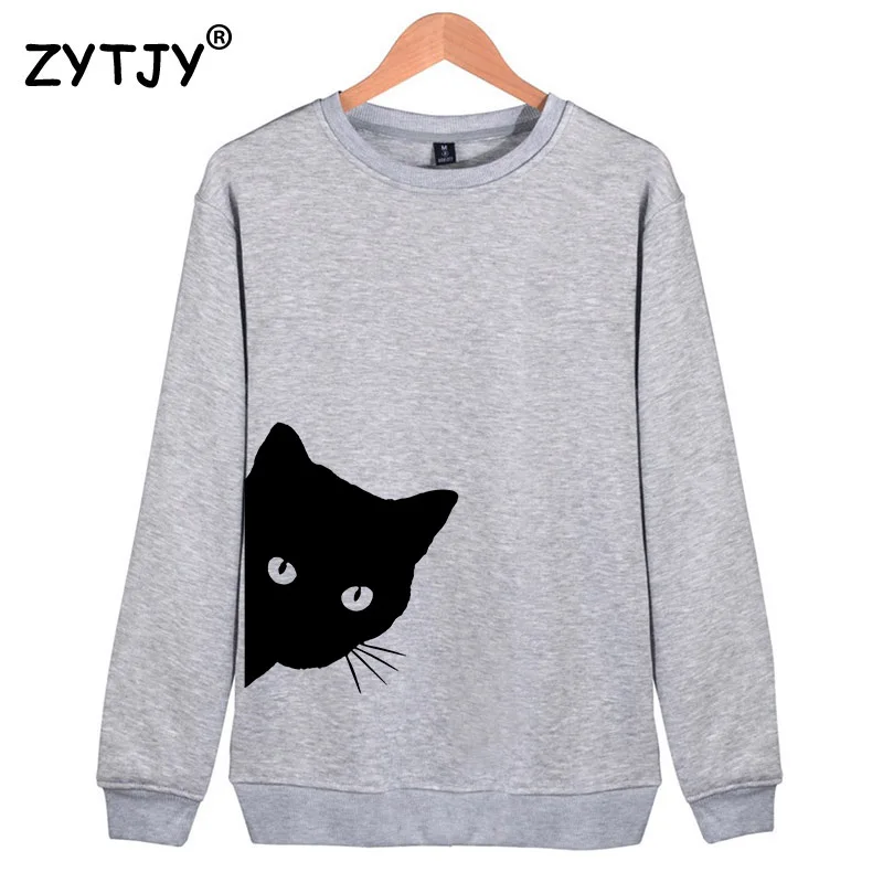  Cat Looking Out Side Print Women Sweatshirts Casual Hoodies For Lady Girl Funny Hipster Jumper Drop