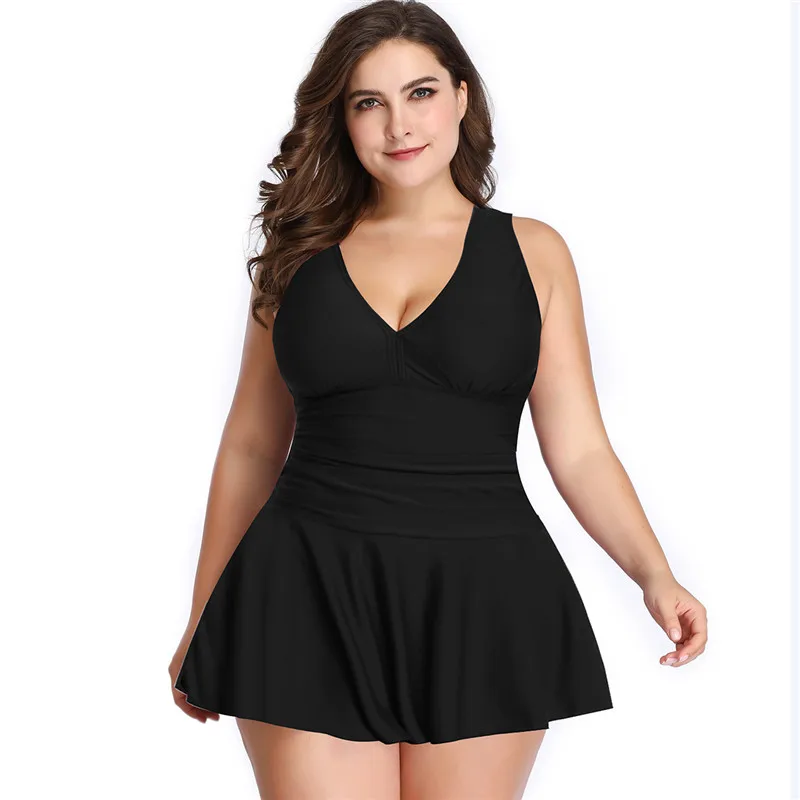 Günstig 2018 neue Tankini Plus Size Bademode Frauen Bademode Zwei Stück Gedruckt Halter Badeanzug Schwimmen Kleid Badeanzug