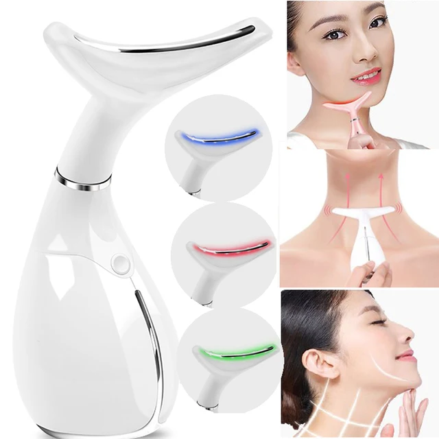 LED Photon Therapy Neck and Face Lifting Massager Vibration Skin