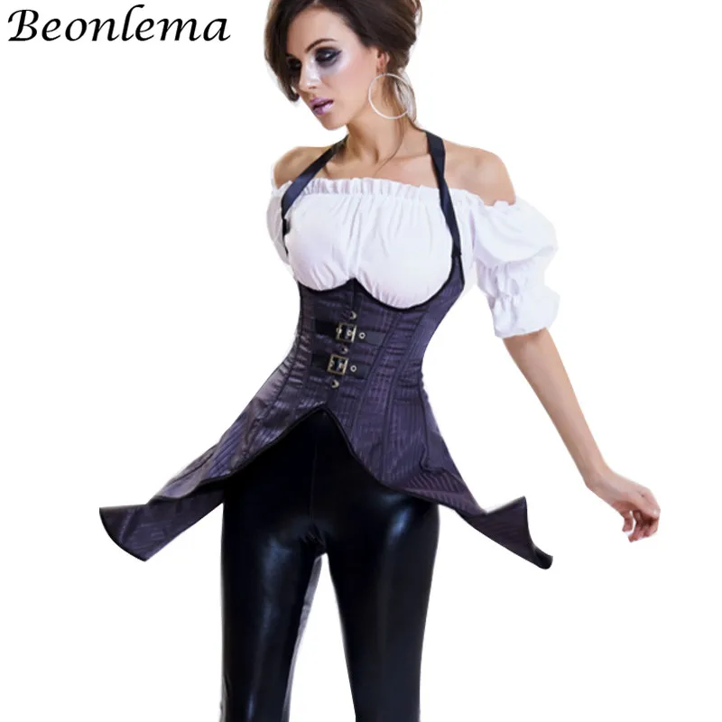 BEONLEMA Purple Red Underbust Corsets And Bustiers Vintage Tight