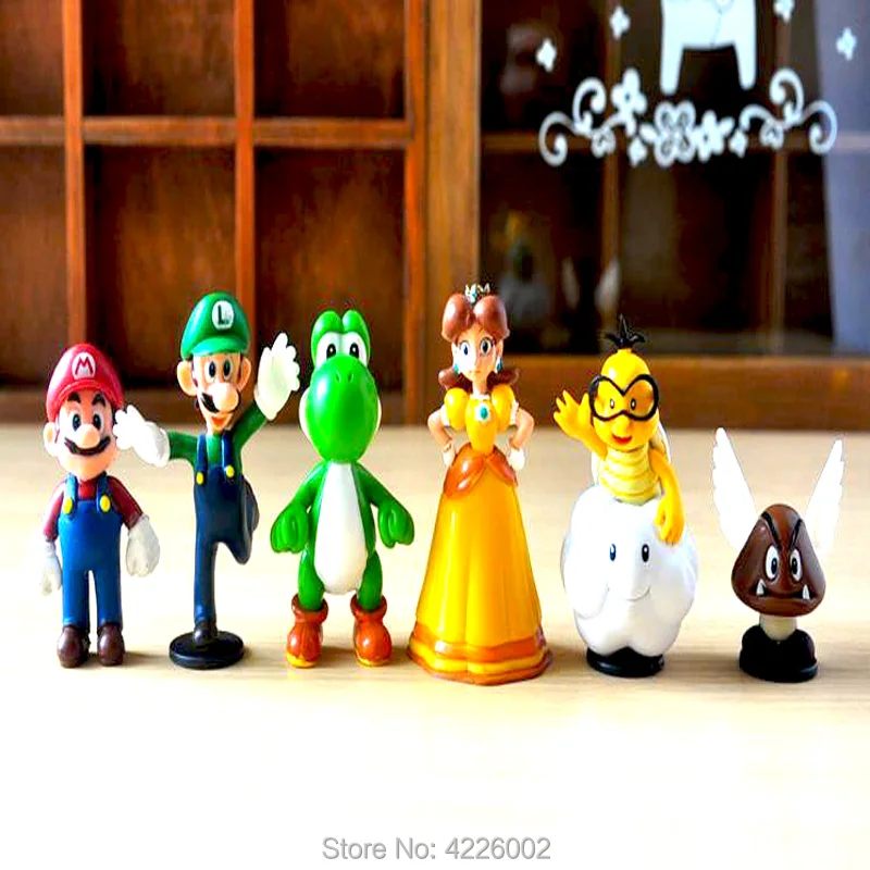 18pcs Super Mario Bros Luigi Yoshi Donkey kong PVC Action Figures Peach Daisy Koopa Toad Miniatures Figurines Dolls Kids Toys